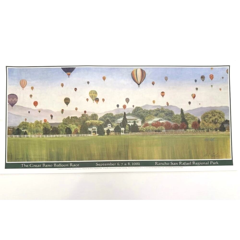 Signed and Numbered Great Reno Balloon Race Lithograph Poster Rancho San Rafael